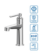 Смеситель для раковины без донного клапана BelBagno BOHEME-LVM-CRM-W0, хром