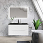 Тумба с черной раковиной из искусственного мрамора BelBagno Acqua 100 см Bianco Lucido