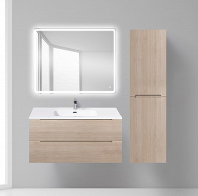 Тумба подвесная с керамической раковиной BelBagno ETNA 100 Rovere Grigio
