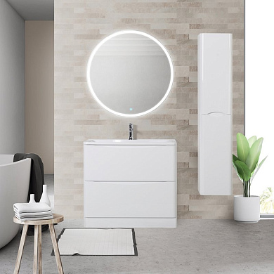 Тумба напольная с раковиной из искусственного мрамора для ванной комнаты BelBagno Acqua 80 см Bianco Lucido