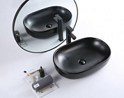 Раковина накладная керамическая черная матовая Belbagno BB1084-H301