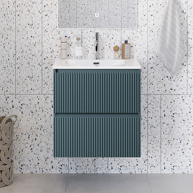 Тумба с раковиной подвесная BelBagno UNO-MINI-700-2C-SO-AO Голубой матовый, раковина белая BB-8099-3-70