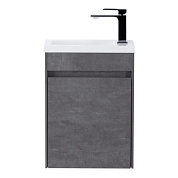 Тумба подвесная с раковиной из литьевого мрамора BelBagno PIETRA MINI 40-L Stucco Cemento, левосторонняя