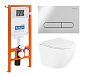 Унитаз подвесной с сиденьем BelBagno UNO BB3105CHR/SC + Система инсталляции для унитазов BelBagno BB002-80 с кнопкой смыва BB005-PR-CH
