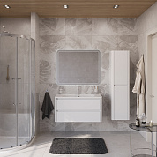 Тумба подвесная с раковиной из искусственного мрамора, CEZARES RELAX, 100 см Bianco Lucido RELAX-1000-2C-SO-BL+CZR-1000/480-LV-MR-NV