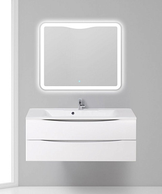 Тумба подвесная с раковиной из литьевого мрамора BelBagno MARINO 110 Bianco Lucido