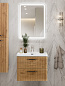 Тумба подвесная с керамической раковиной, Belbagno DUE, 50 см Rovere Nature DUE-500-2C-SO-RN-P+RS333MDN.4/160+BB-8076-3-50