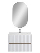 Тумба подвесная с керамической раковиной, Art&Max ELEGANT, 80 см белый матовый AM-ELEGANT-800-2C-SO-BM-LED+AM7110-80