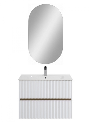 Тумба подвесная с керамической раковиной, Art&Max ELEGANT, 80 см белый матовый AM-ELEGANT-800-2C-SO-BM-LED+AM7110-80