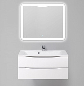 Тумба подвесная с раковиной из литьевого мрамора для ванной комнаты Belbagno Marino-H60 100 см Bianco Lucido