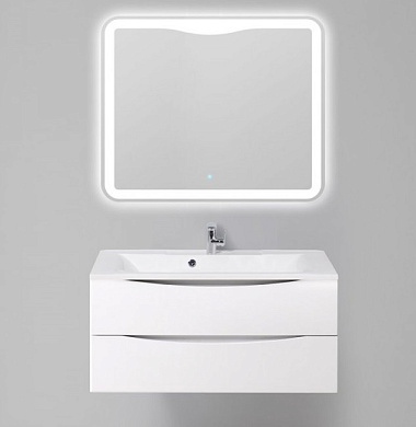 MARINO-H60 База под раковину подвесная с двумя выкатными ящиками, Bianco Lucido, 1000x445x600, MARINO-H60-1000-2C-SO-BL-P