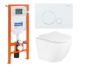 Унитаз подвесной с сиденьем BelBagno UNO BB3105CHR/SC + Система инсталляции для унитазов BelBagno BB002-80 с кнопкой смыва BB014-SR-BIANCO
