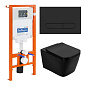 Унитаз подвесной BelBagno ARDENTE-C BB3202CHR-MB+BB3202SC-MB + Система инсталляции для унитазов BelBagno BB002-80 с кнопкой смыва BB007-PR-NERO.M