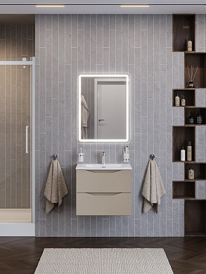 Тумба с керамической раковиной подвесная BelBagno МАРИНА-МИНИ2.0 (Marino-MINI-2.0) 60 Светло-Бежевый Матовый, раковина BB-8099-3-60+Marino-MINI-2.0-600-2C-SO-LСO-P