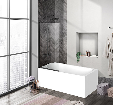Душевая шторка на ванну BELBAGNO UNO-V-1-90/150-C-NERO