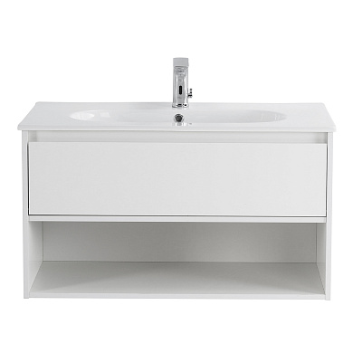 Тумба с раковиной подвесная Belbagno KRAFT 1000, Bianco Opaco, 1000x460x500, KRAFT-1000-1C-SO-BO/LOV-1000-LVB