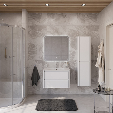 Тумба подвесная с раковиной из искусственного мрамора, CEZARES RELAX, 80 см Bianco Lucido RELAX-800-2C-SO-BL+CZR-800/480-LV-MR-NV