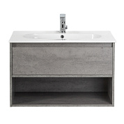 Тумба с раковиной подвесная Belbagno KRAFT 800, Cemento Grigio, 800x460x500, KRAFT-800-1C-SO-CG/LOV-800-LVB