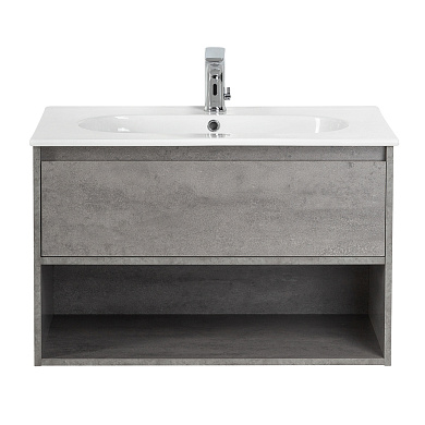 Тумба с раковиной подвесная Belbagno KRAFT 800, Cemento Grigio, 800x460x500, KRAFT-800-1C-SO-CG/LOV-800-LVB