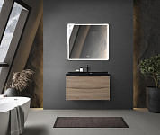 Тумба подвесная с черной раковиной из литьевого мрамора BelBagno MARINO 80 Rovere Bianco