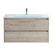 Тумба подвесная со стеклянной раковиной BelBagno KRAFT 100 см Rovere Galifax Bianco