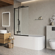 Душевая шторка на ванну BelBagno LUCE-VF-11-100/145-C-NERO