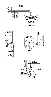 Душевая система Cezares LEAF-DSIP-30-L-NOP