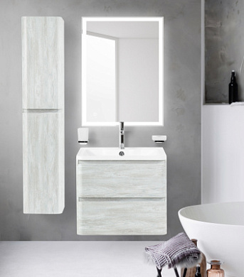 Тумба подвесная с раковиной из литьевого мрамора BelBagno ALBANO 70 Rovere Vintage Bianco