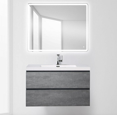 Тумба с раковиной из искусственного мрамора для ванной комнаты BelBagno Luce 100 см Stucco Cemento