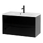 Тумба с раковиной подвесная BelBagno Marino 1000 , Nero Lucido, 1000x445x500, MARINO-1000-2C-SO-NL-P/BB1000/445-LV-MR-PR