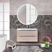 Тумба подвесная со стеклянной раковиной для ванной комнаты BelBagno ETNA 90 Rovere Grigio
