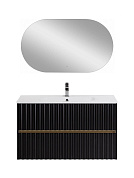 Тумба подвесная с керамической раковиной, Art&Max ELEGANT, 100 см черный матовый AM-ELEGANT-1000-2C-SO-NM-LED+AM7110-100