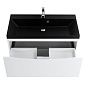 Тумба с раковиной напольная BelBagno MARINO 80 Bianco Lucido,раковина черная,  MARINO-800-2C-PIA-BL-P/BB800/450-LV-ART-AST-NERO