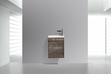 Тумба подвесная с раковиной из литьевого мрамора BelBagno PIETRA MINI 46-L Stone, левосторонняя