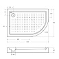 Акриловый поддон ассиметричный, левый CEZARES TRAY-A-RH-120/80-550-15-W-L