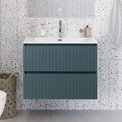 Тумба с раковиной подвесная BelBagno UNO-MINI-900-2C-SO-AO Голубой матовый, раковина белая BB-8099-3-90