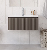 Тумба с раковиной подвесная BelBagno UNO-800-1C-SO-СO Бежевый матовый, раковина белая BB-8099-80