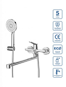 Смеситель для ванны и душа с длинным изливом BelBagno UNIQUE-VASM-L-CRM