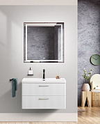 Тумба подвесная с керамической раковиной, Belbagno DUE, 80 см Белый металлик DUE-800-2C-SO-BM-P+RS006SN.4/160+BB-8076-3-80