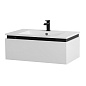 Тумба подвесная с  раковиной из искусственного мрамора, CEZARES SLIDER, 80 см Bianco Opaco SLIDER-800-1C-SO-BO+CZR-800/480-LV-MR-PRS