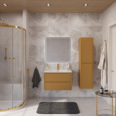 Тумба подвесная с раковиной из искусственного мрамора, CEZARES RELAX, 80 см Брашированное золото RELAX-800-2C-SO-BORO-P+CZR-800/480-LV-MR-NV