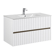 ELEGANT База под раковину подвесная с двумя выкатными ящиками, 100 см AM-ELEGANT-1000-2C-SO-BL-LED-P белый глянцевый