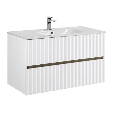 ELEGANT База под раковину подвесная с двумя выкатными ящиками, 100 см AM-ELEGANT-1000-2C-SO-BL-LED-P белый глянцевый