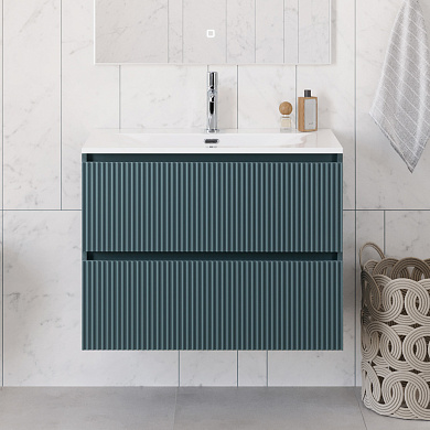 Тумба с раковиной подвесная BelBagno UNO-900-2C-SO-AO Голубой матовый, раковина белая BB-8099-90