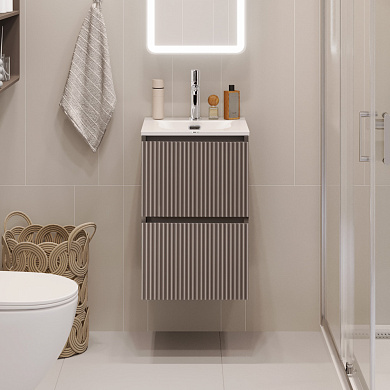 Тумба с раковиной подвесная BelBagno UNO-MINI-400-2C-SO-СO Бежевый матовый, раковина белая BB-8099-3-40