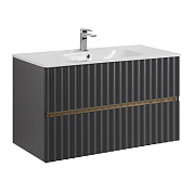 ELEGANT База под раковину подвесная с двумя выкатными ящиками, 100 см AM-ELEGANT-1000-2C-SO-GM-LED серый матовый