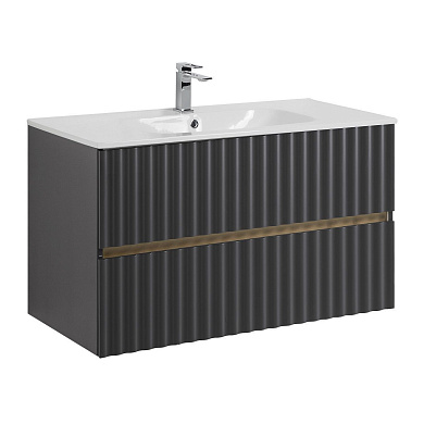 ELEGANT База под раковину подвесная с двумя выкатными ящиками, 100 см AM-ELEGANT-1000-2C-SO-GM-LED серый матовый