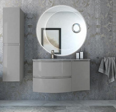 Тумба с раковиной из искусственного мрамора для ванной комнаты Cezares Vague 104 см Grigio lucido