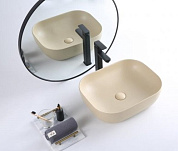 Раковина накладная керамическая, бежевая матовая Belbagno BB1302-H316