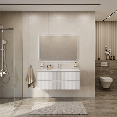 Тумба подвесная с керамической раковиной, CEZARES DUET-N, 120 см Bianco Lucido DUET-N-1200-2C-SO-BL + CZR-8073-120